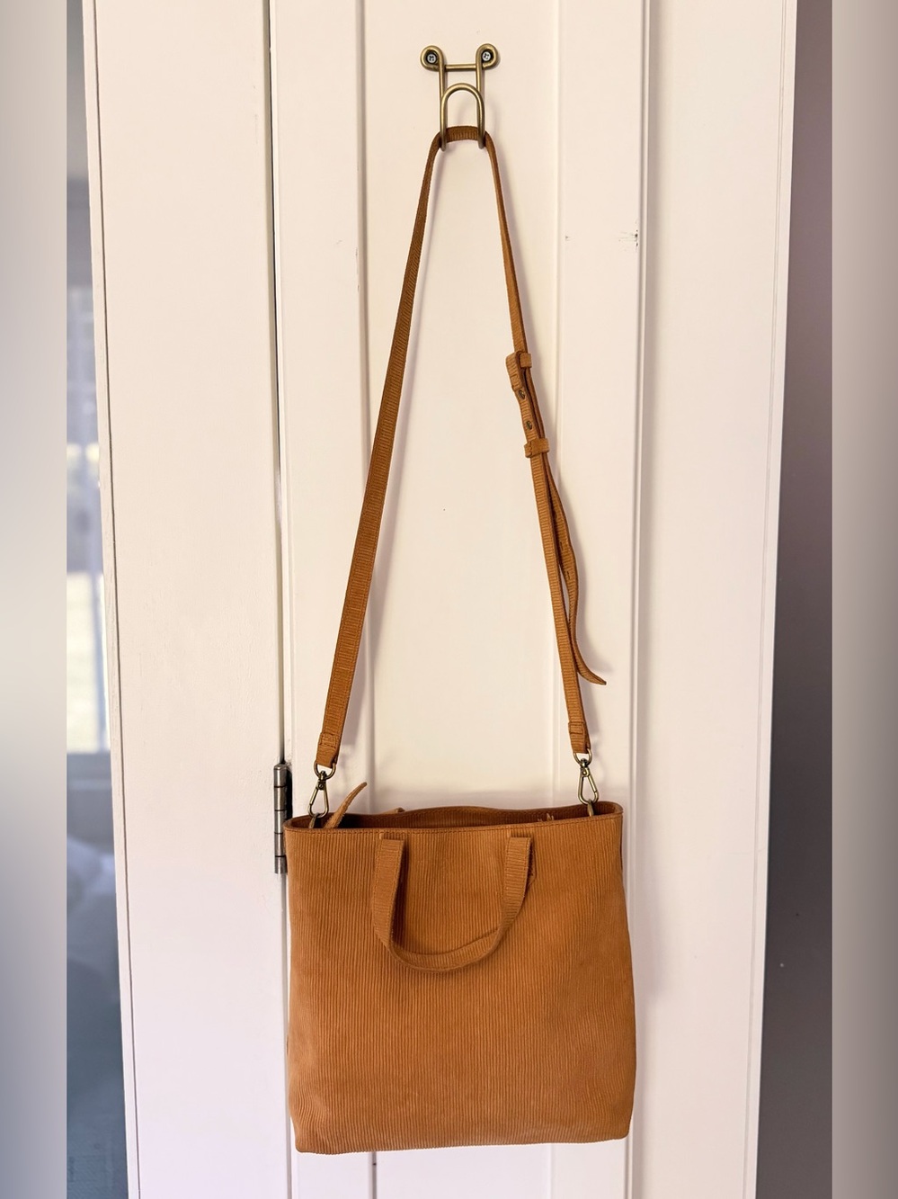 Madewell Zip-Top Small Transport Bag: Corduroy Suede Edition in Boutique Gold